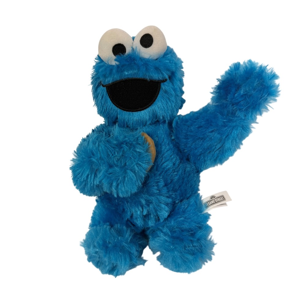 Sesame Street Cookie Monster Plush Kids 8in Blue Excellent Waving Holding Cookie